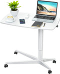 Mobile Standing Desk Height Adjustable Pneumatic Rolling Sit Stand Desk N5745