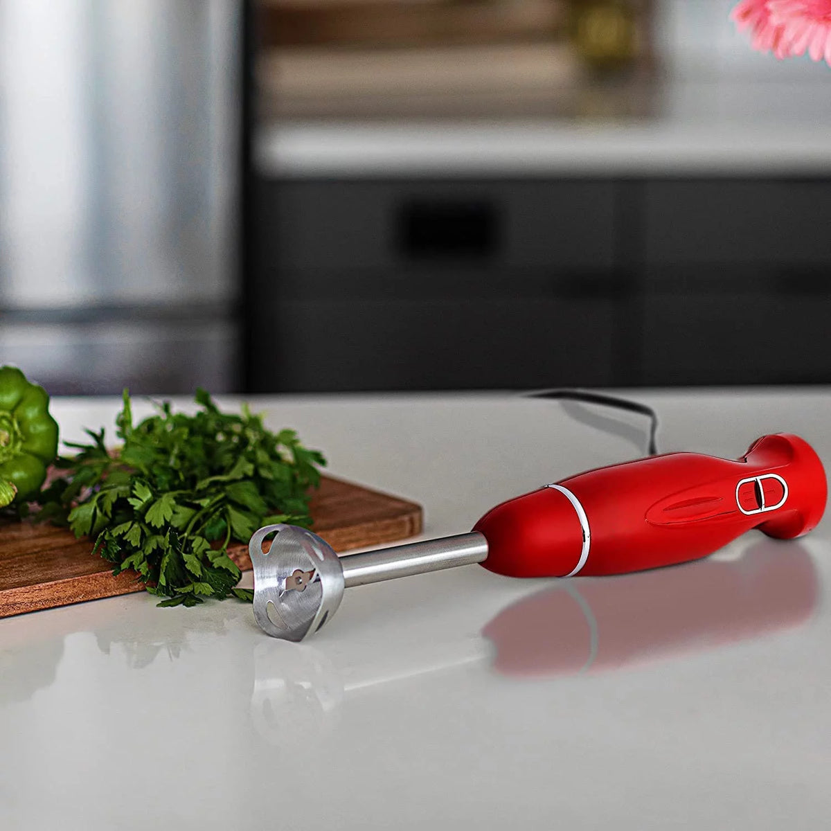 Red Electric Immersion Hand Blender 300 Watt with Stainless Steel Blades T206