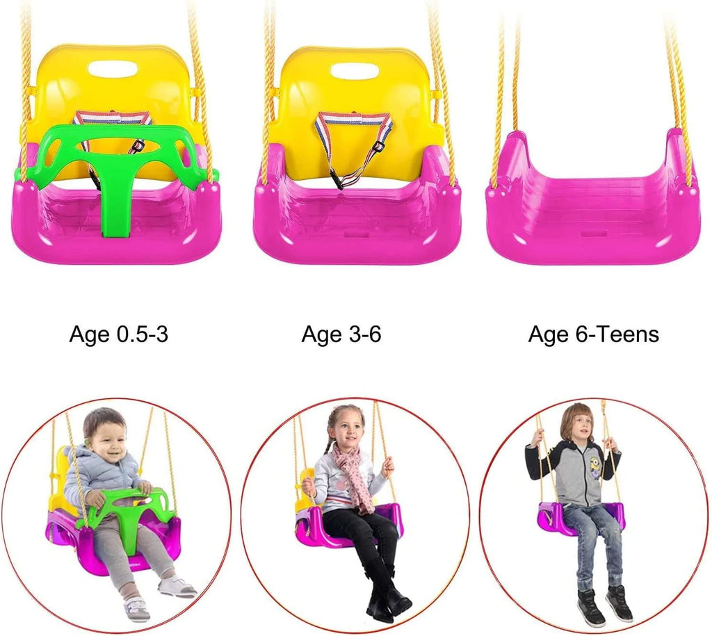 3-in-1 Kids Swing Seat with High Back and T-Bar Light Green X532182