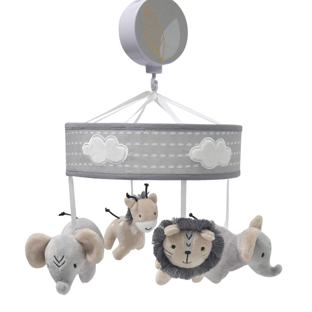 Jungle Safari Musical Baby Crib Mobile, Gray, Beige, White, Animals Pack of 2 Q39721
