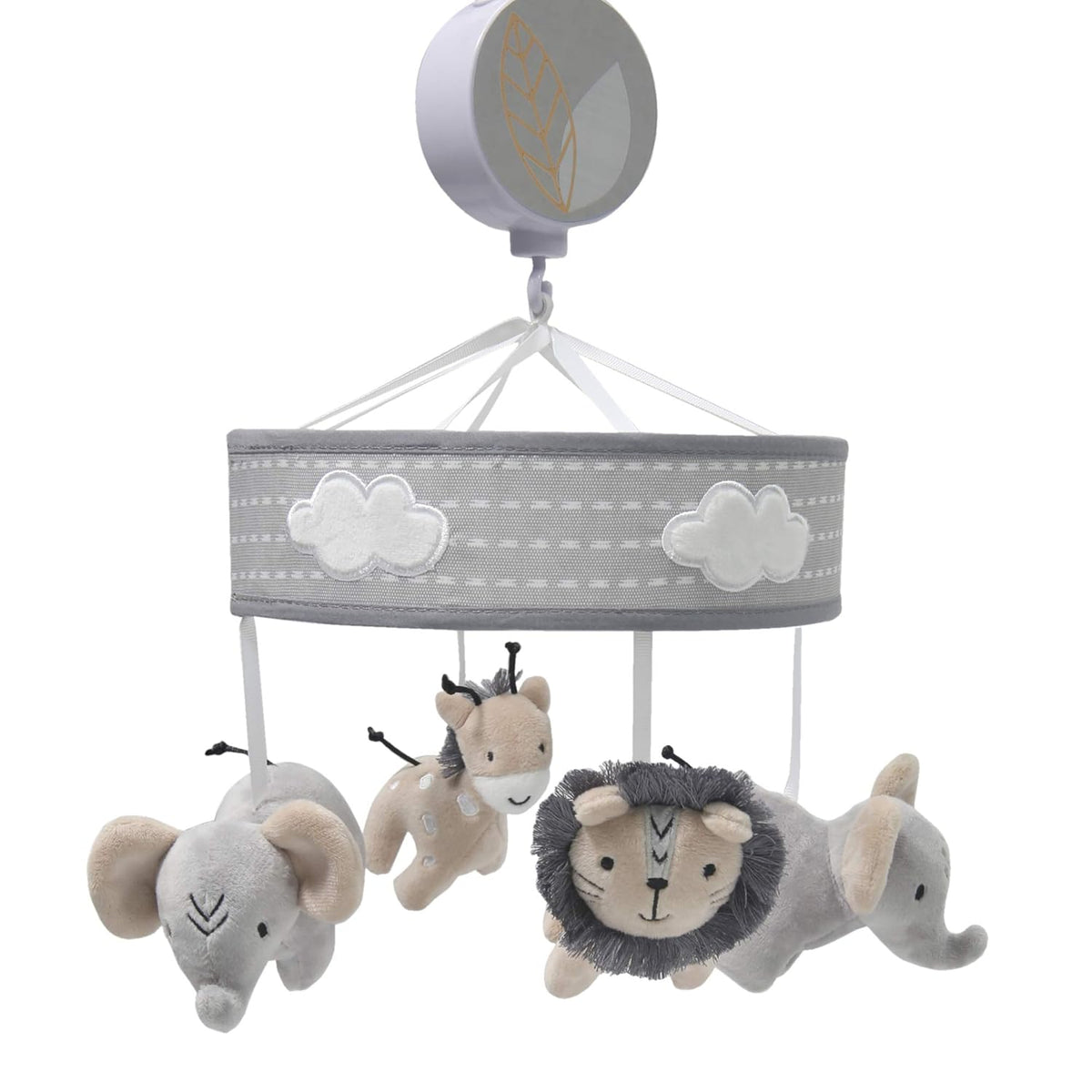 Jungle Safari Musical Baby Crib Mobile, Gray, Beige, White, Animals Pack of 2 Q39721