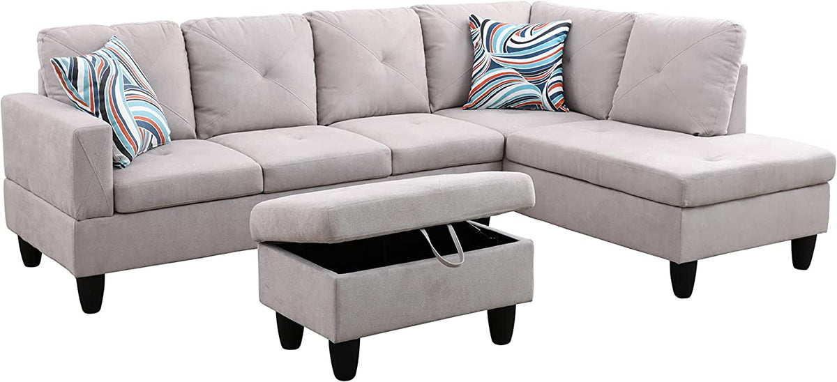 3 Piece Right Facing Sectional Sofa Set With Ottoman E245