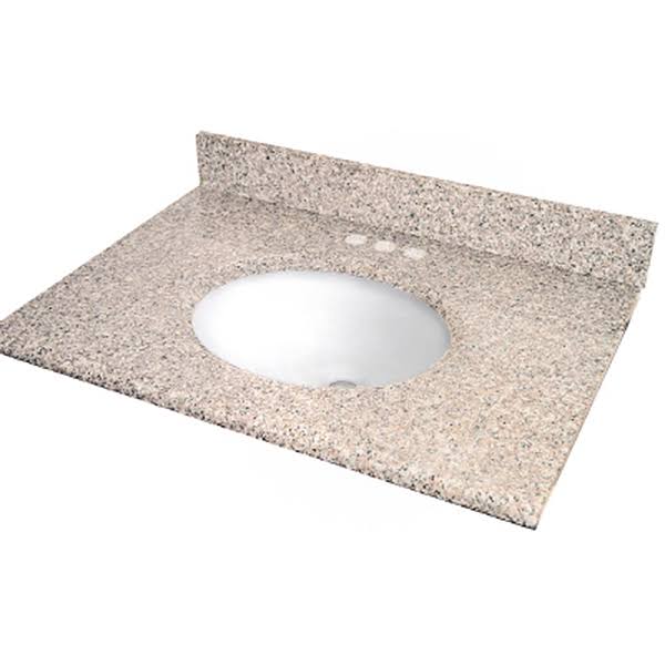 31x22 Golden Hill Granite Vanity Top with White Bowl Q4575