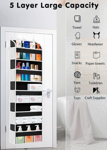 Over The Door Storage Organizer with 5 Pockets 10 Mesh Pockets K20305