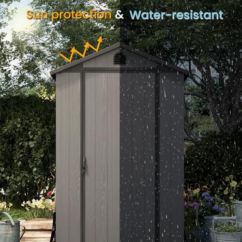 Gray 4' x 6' Outdoor Plastic Storage Shed with Floor U821907