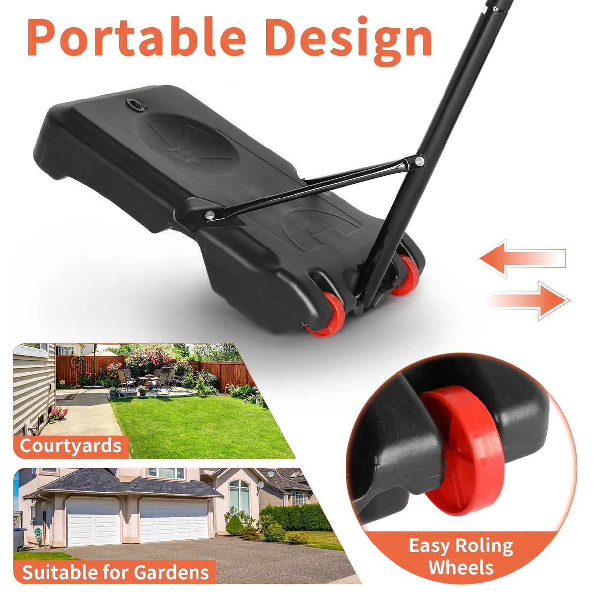 33 In. Portable Adjustable Basketball Hoop with PVC Backboard Y666058