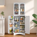 64" Tall Kitchen Pantry Storage Cabinet with Glass Door, White B5691