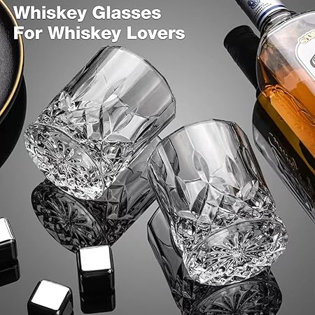 Crystal Whiskey Glasses Set of 8, 11 oz Clear Old Fashioned Glasses K33475