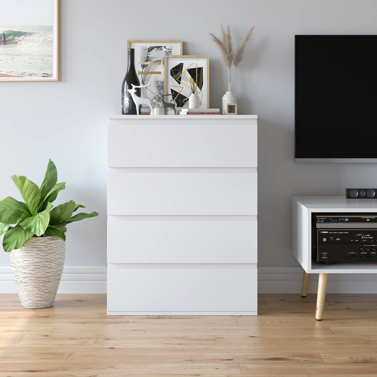 White 4 Drawer Wood Dresser A314844