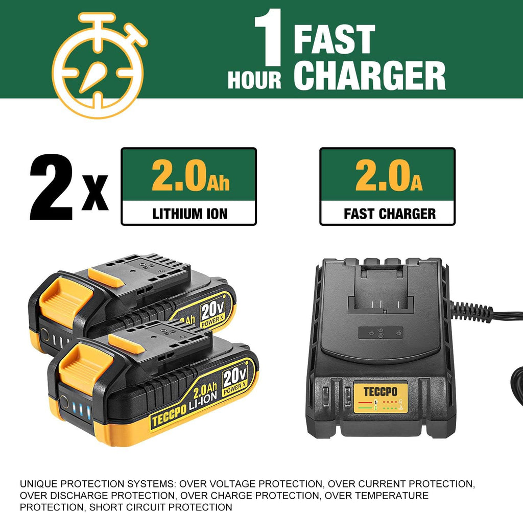 20V Brushless Cordless Drill Driver Kit with 2x 2.0Ah Batteries and 33pcs Accessories T18228