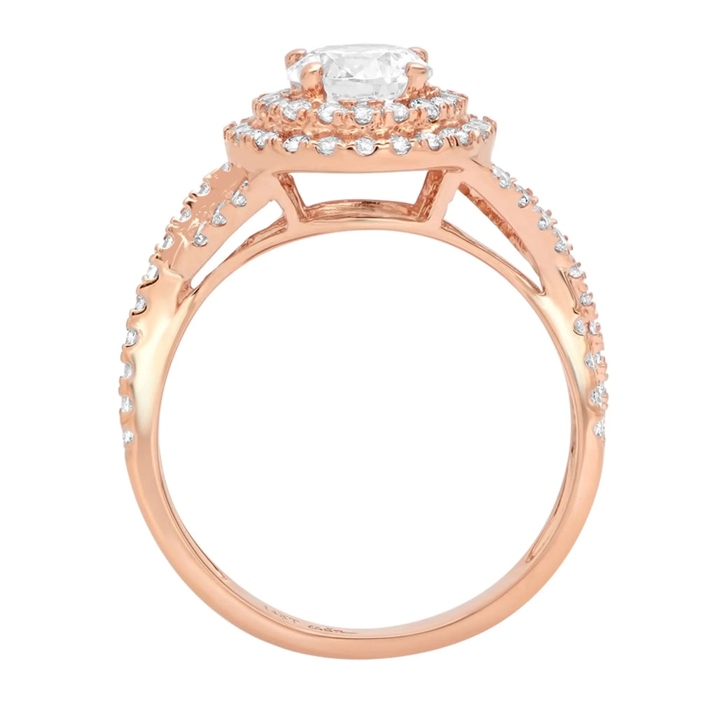 18K Rose Gold Halo Engagement Ring J9724