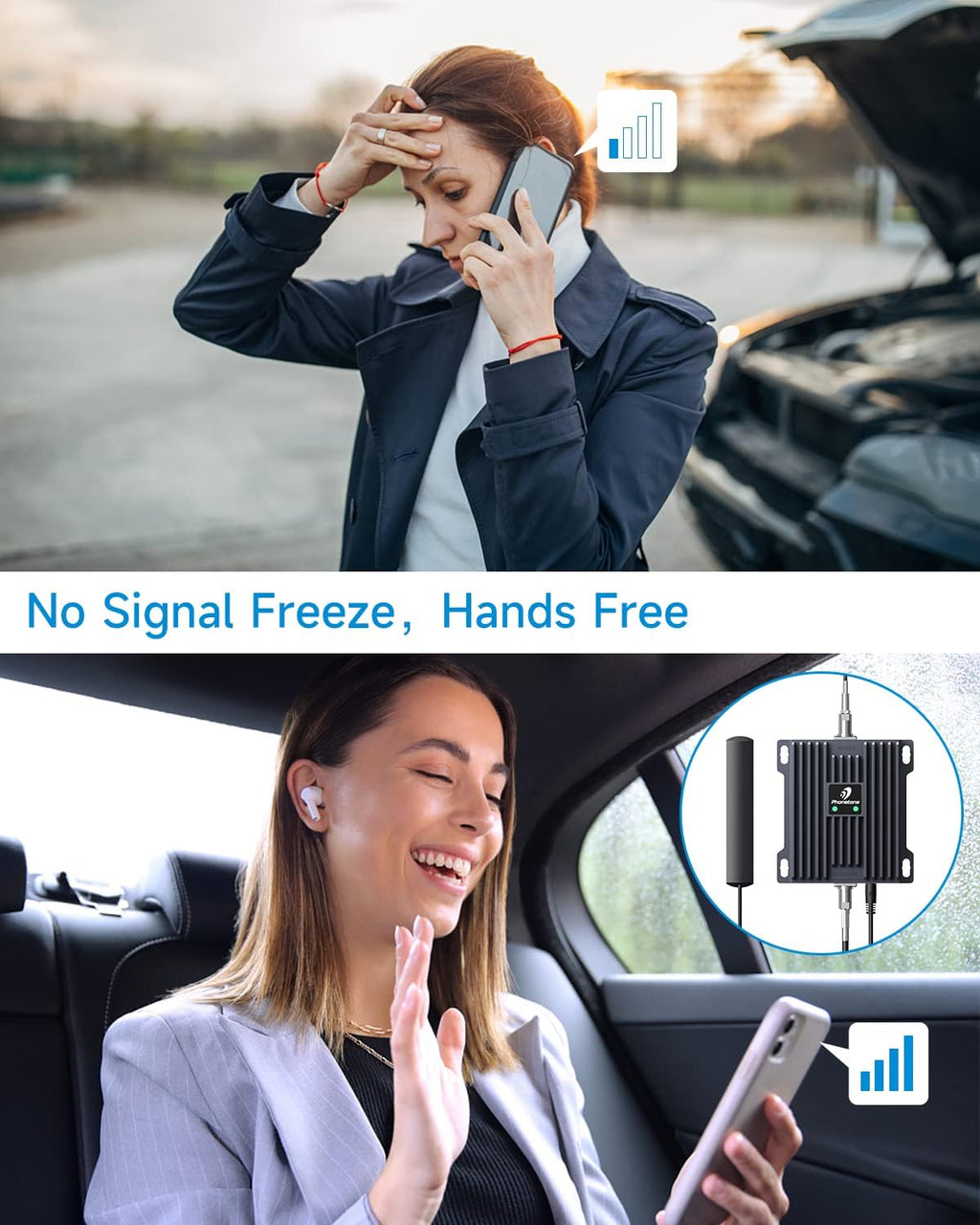 Cell Phone Signal Booster for Cars and SUVs with Omni-Directional Roof Antenna X1162