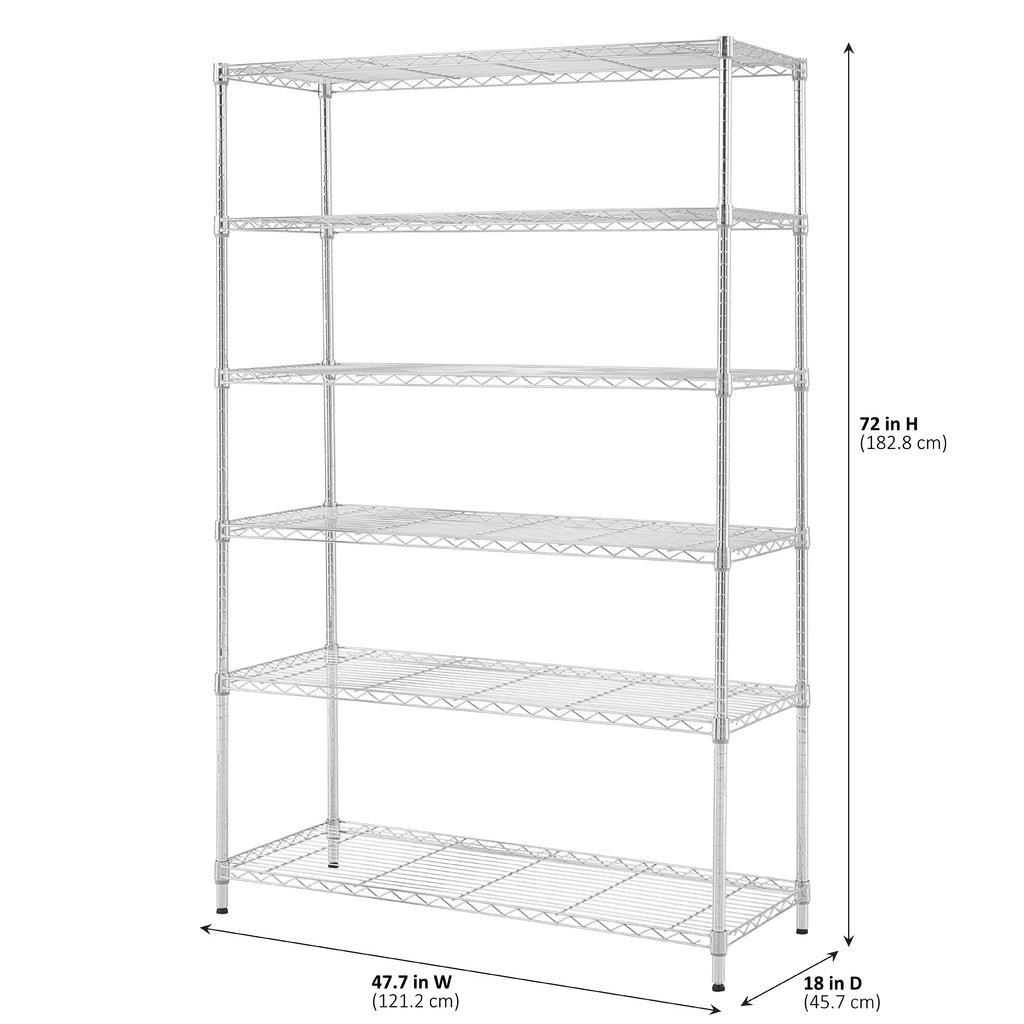 6-Shelf Freestanding Wire Shelf Unit Chrome R156