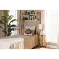 Brushed Gold Finished Metal and Natural Brown Finished Wood 2-Tier Over Bed Twin Size Storage I91843