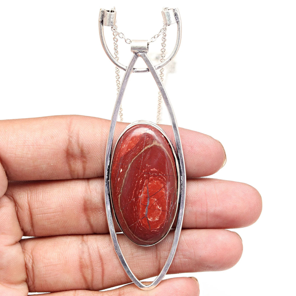 925 Silver Jasper Gemstone Necklace 20 in C43408