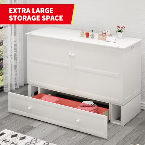 Queen Murphy Bed Cabinet with Mattress Included, Storage, USB Charging Station G913