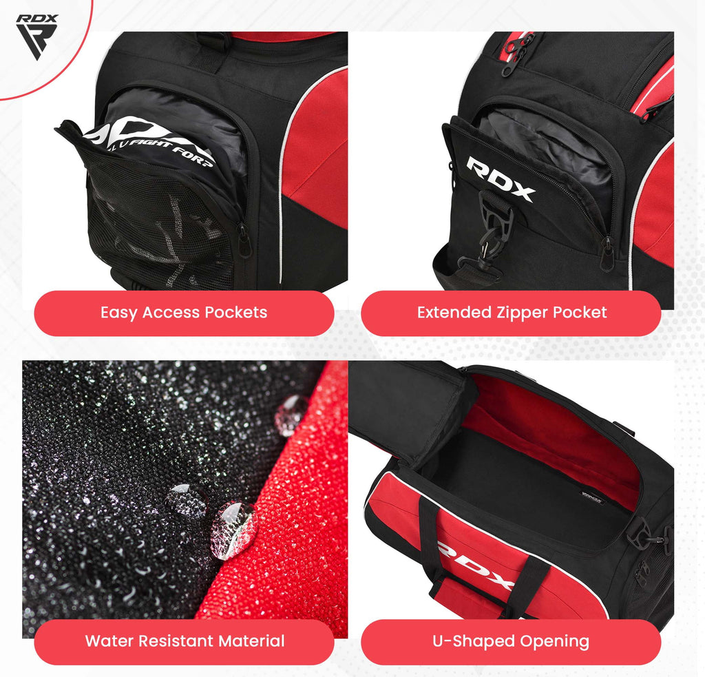 RDX Kit Bag Gym Duffle Sports Holdall Gear MMA Fitness Exercise Equipment Backpack Hiking Luggage Shoulder Sportswear Lightweight Rucksack Handles Running Zipper Travel Carry on Shoe Compartment J2373