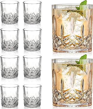 Crystal Whiskey Glasses Set of 8, 11 oz Clear Old Fashioned Glasses K33475