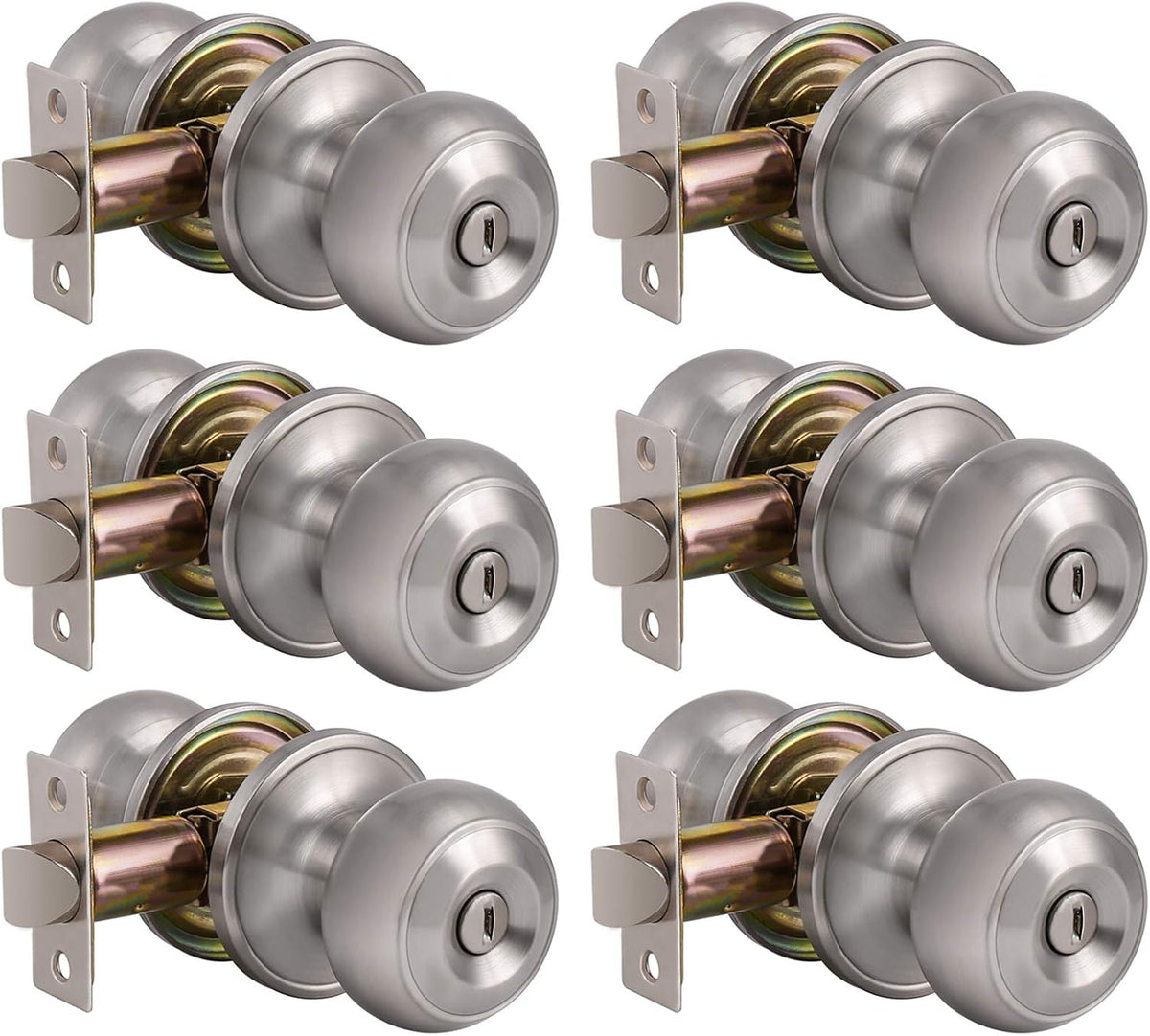 6 Pack Keyless Privacy Door Lever Lock Satin Nickel E758152
