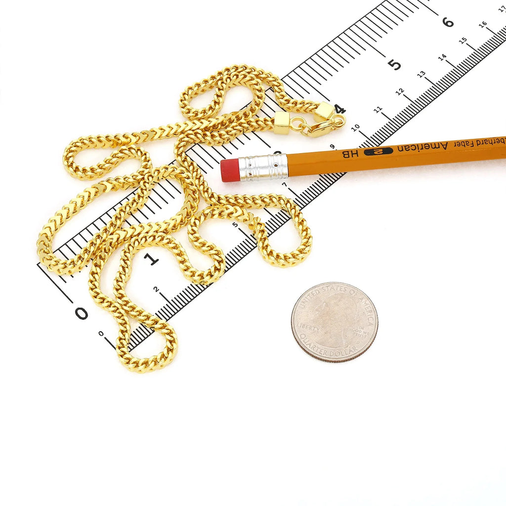 18K Gold Over Silver Hollow Franco Chain Necklace 20"-30" Y99778