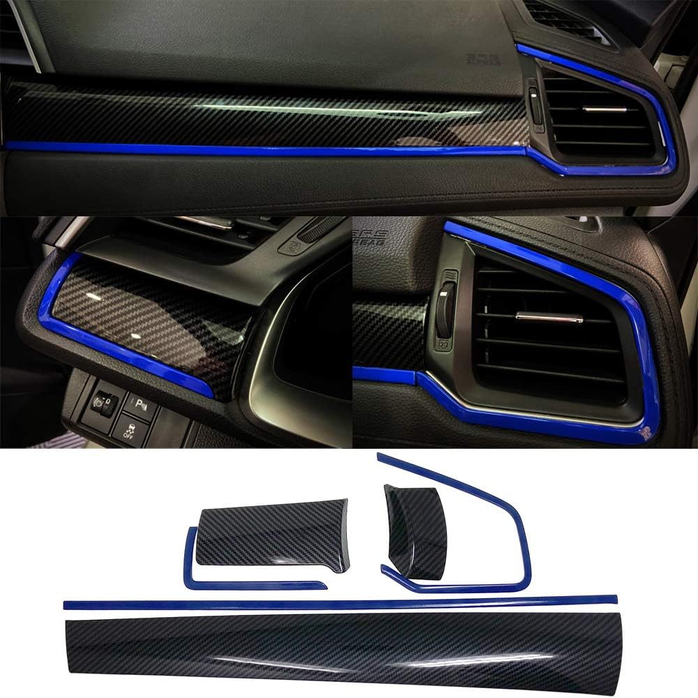 Carbon Fiber Grain Interior Center Control Dashboard Stripe Cover Trim Panel Pack of 2 G9271