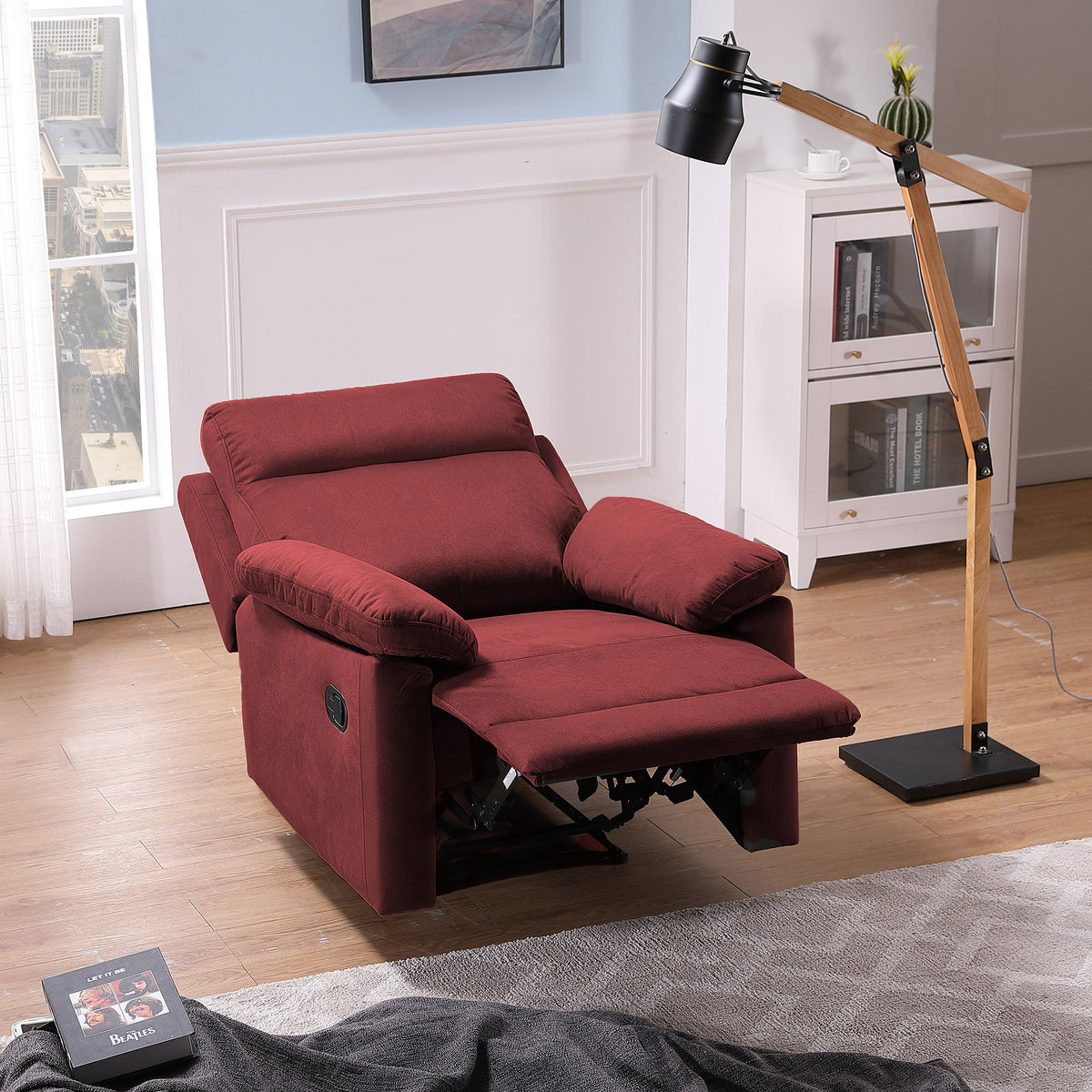 Red Fabric Manual Recliner F621