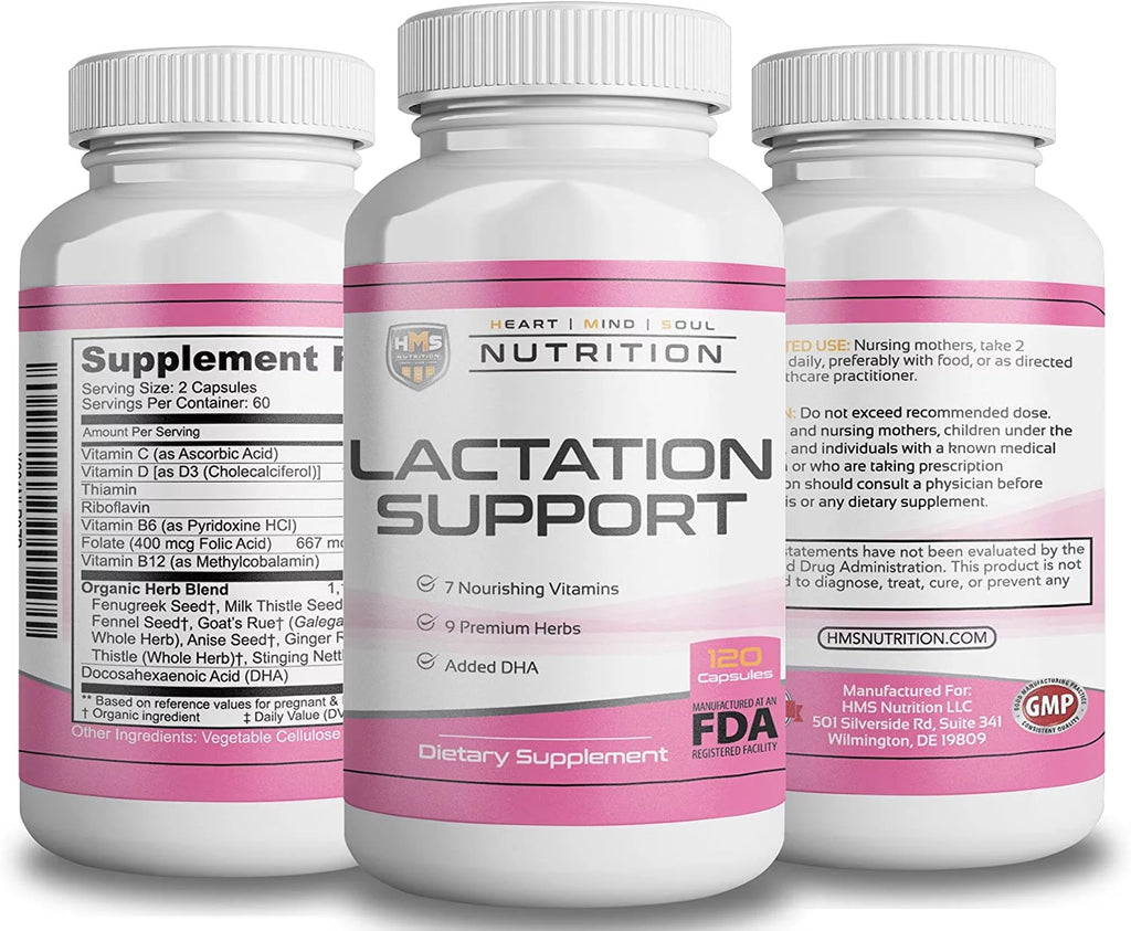 Lactation Support Capsules with 7 Vitamins and 9 Organic Herbs, 120 capsules A321