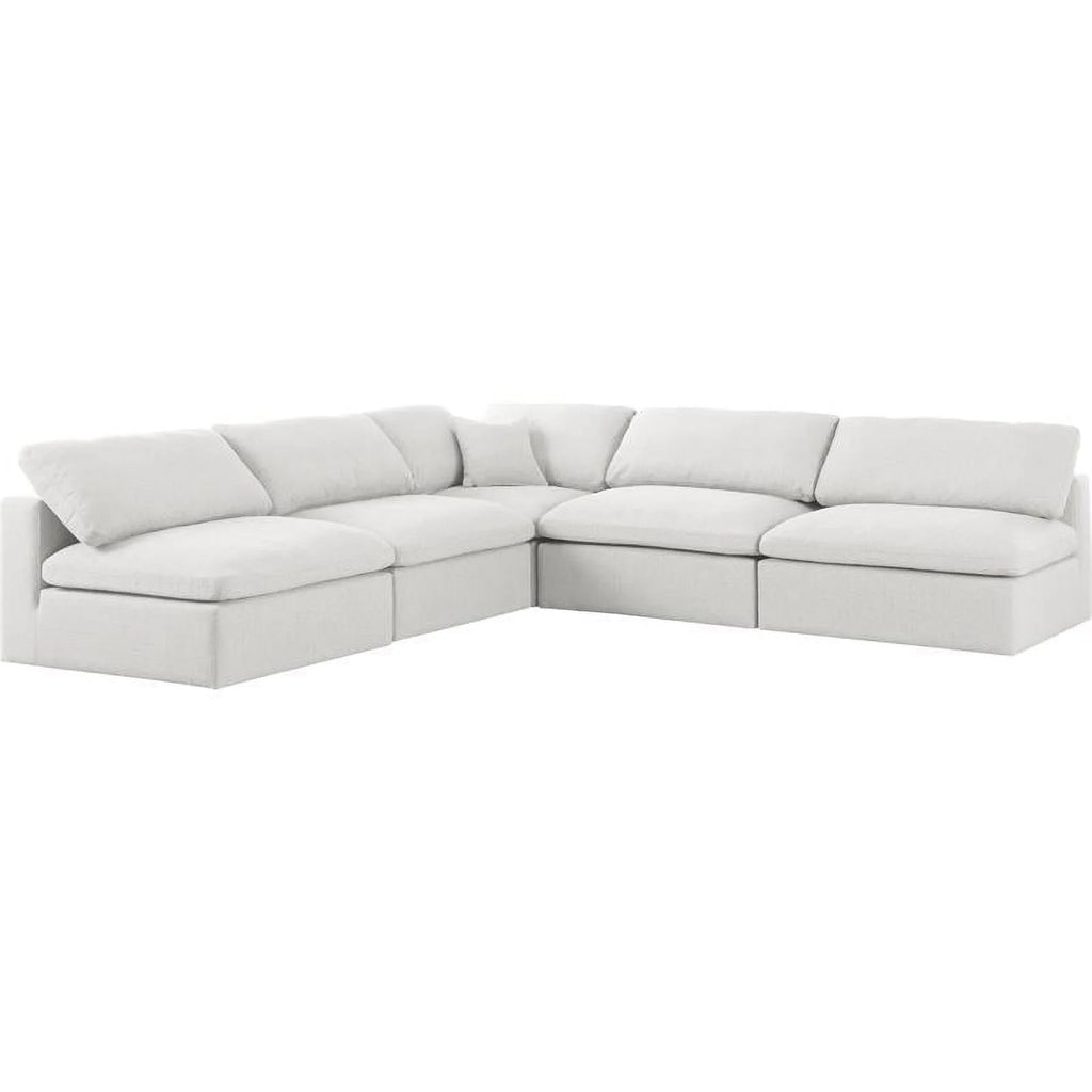 Cream Linen Fabric Modular Sectional V411905