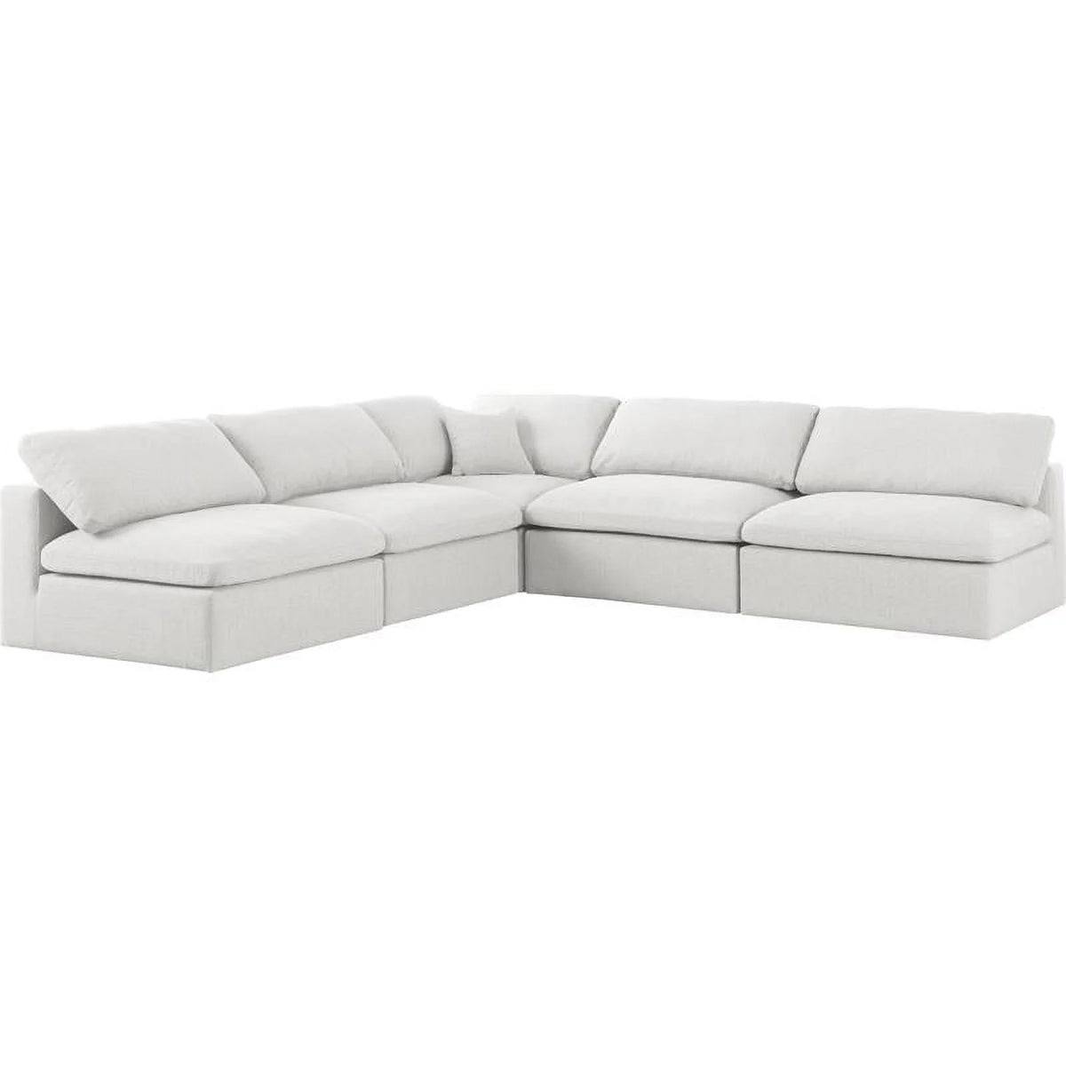 Cream Linen Fabric Modular Sectional V411905