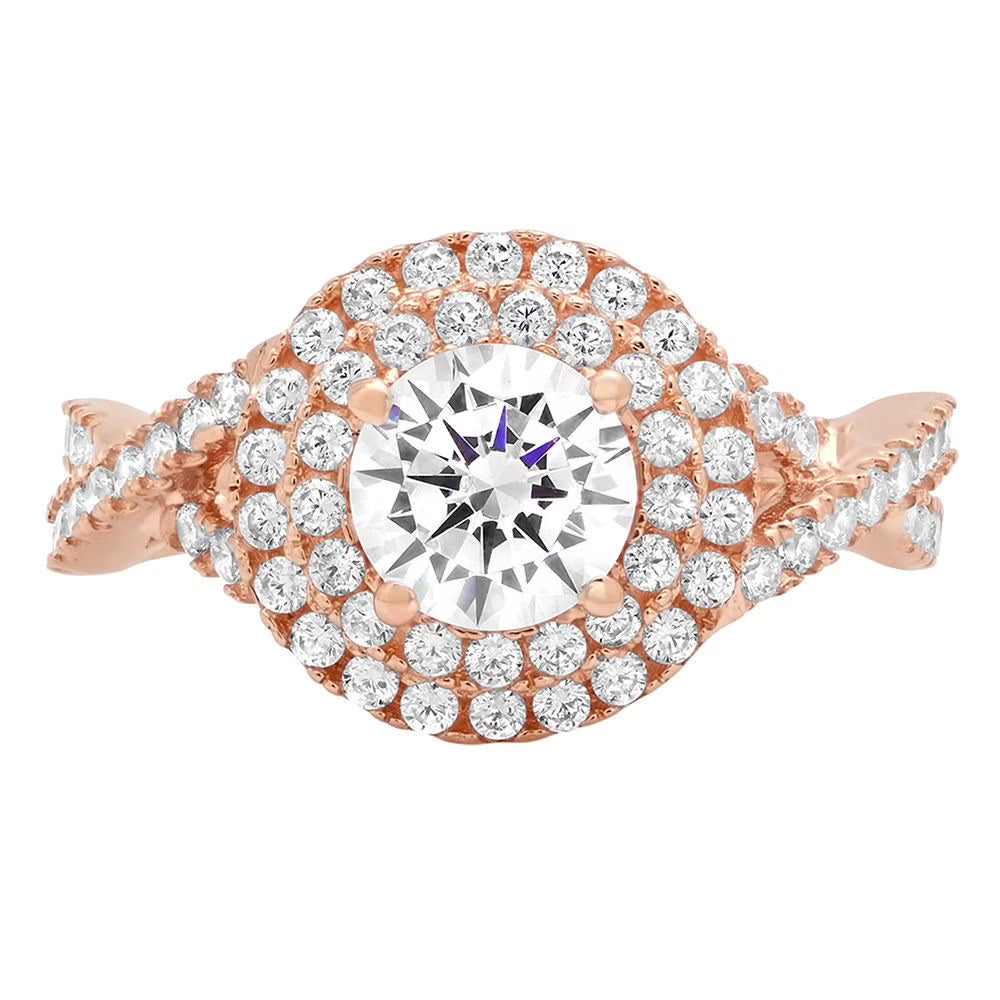 18K Rose Gold Halo Engagement Ring J9724