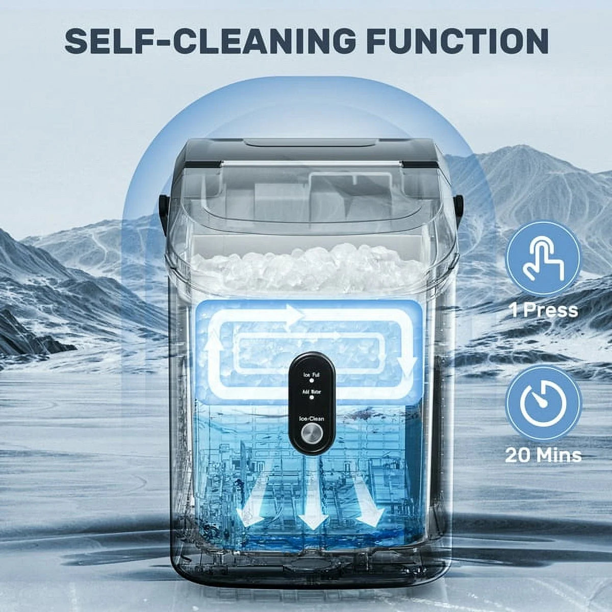 Nugget Ice Maker Countertop with Soft Chewable Pellet Ice, 33lbs/24H, Self-Cleaning, Stainless Steel N692