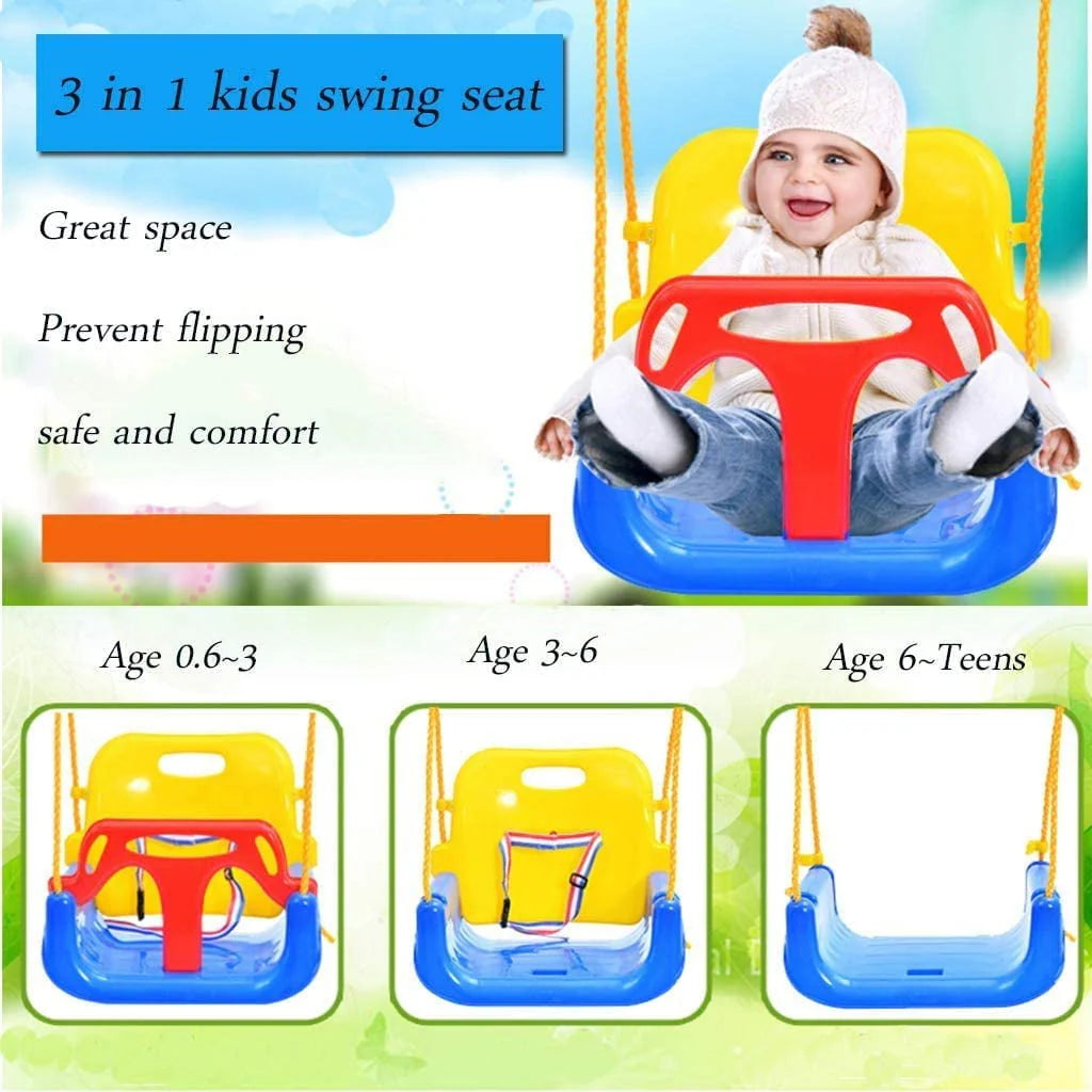 3-in-1 Kids Swing Seat with High Back and T-Bar Light Green X532182
