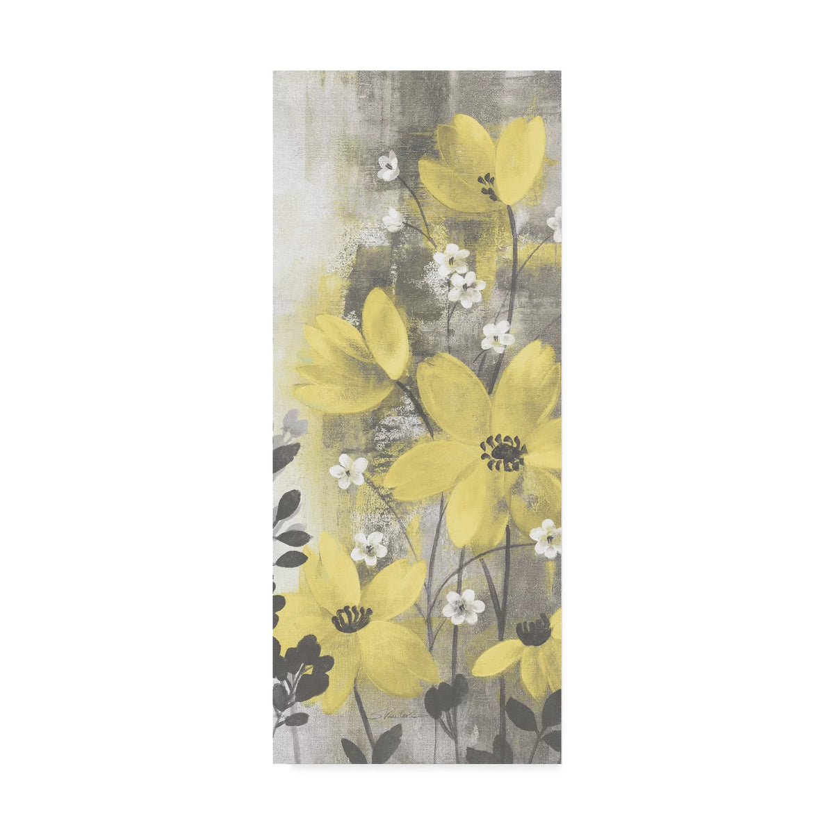Floral Symphony Yellow Gray Canvas Art J18637