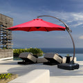 11 FT Curvy Aluminum Offset Cantilever Umbrella with Base J296021