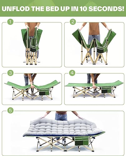 Camping Cot with Mattress Max Load 450 LBS Heavy Duty Portable Folding Bed C7284