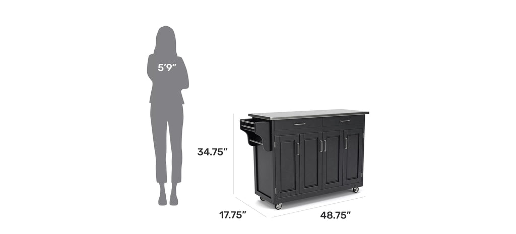 Wood Kitchen Cart in Black Z629