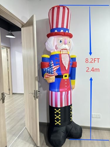 8.2FT Tall Christmas Inflatable Uncle Sam Nutcracker Built-in 3 LED Lights N598198