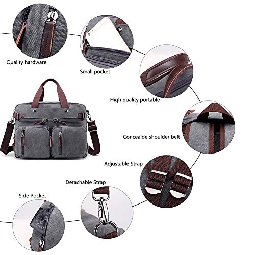 Canvas Laptop Bag Convertible Messenger Bag Fits 15.6 Inch Laptop N1443