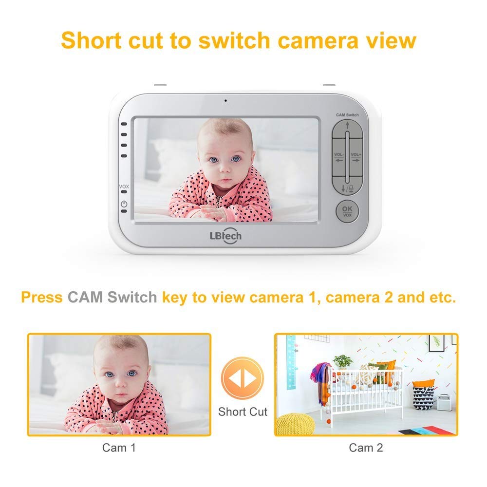 Video Baby Monitor with Two Cameras and 4.3" LCD P65824