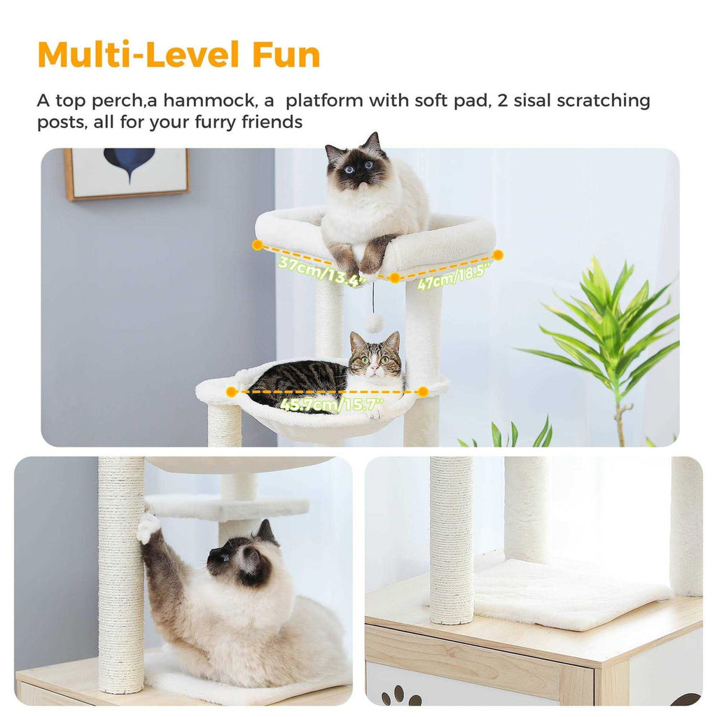 Cat Tree with Litter Box Enclosure and Scratching Posts F461181