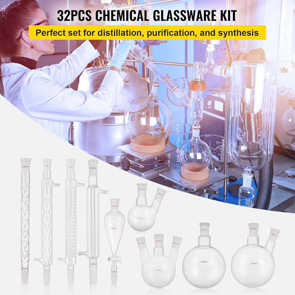 32PCS Chemistry Lab Glassware Kit 250 1000ml C280