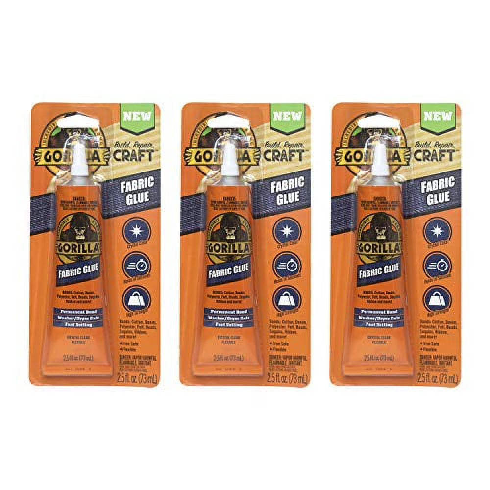 Fabric Glue, 2.5fl oz, Clear, Pack of 3 J651770