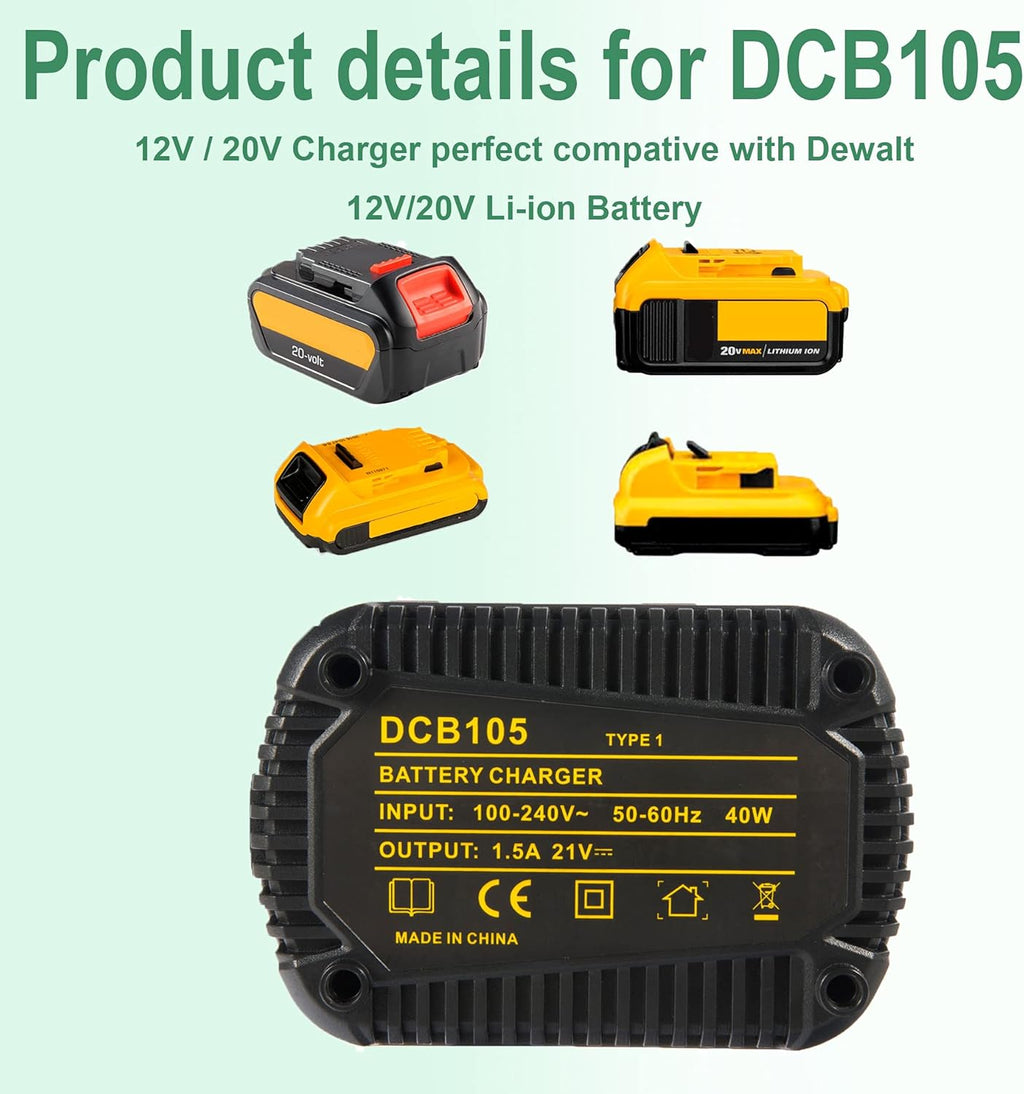 2 Pack 20V 3.0Ah Battery and Charger Combo for Cordless Tools R9130