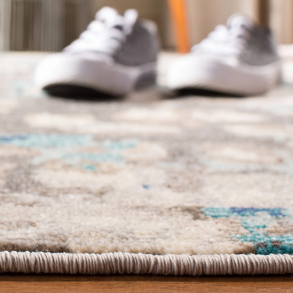 Grey/Blue Abstract Polka Dots Area Rug, 9' x 12' E145672