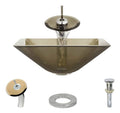 Glass Vessel Bathroom Sink with Waterfall Faucet X999283