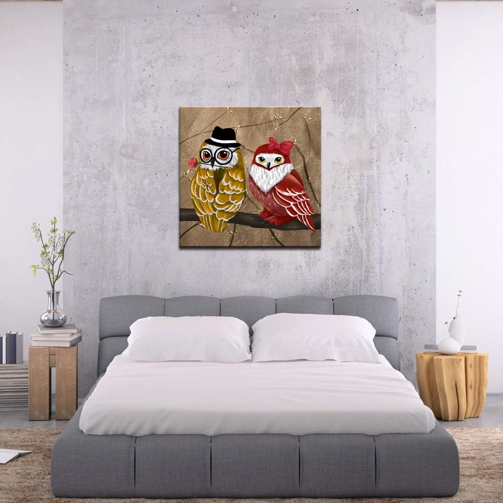 Owl Canvas Wall Art Framed 24x24 Inches Q117