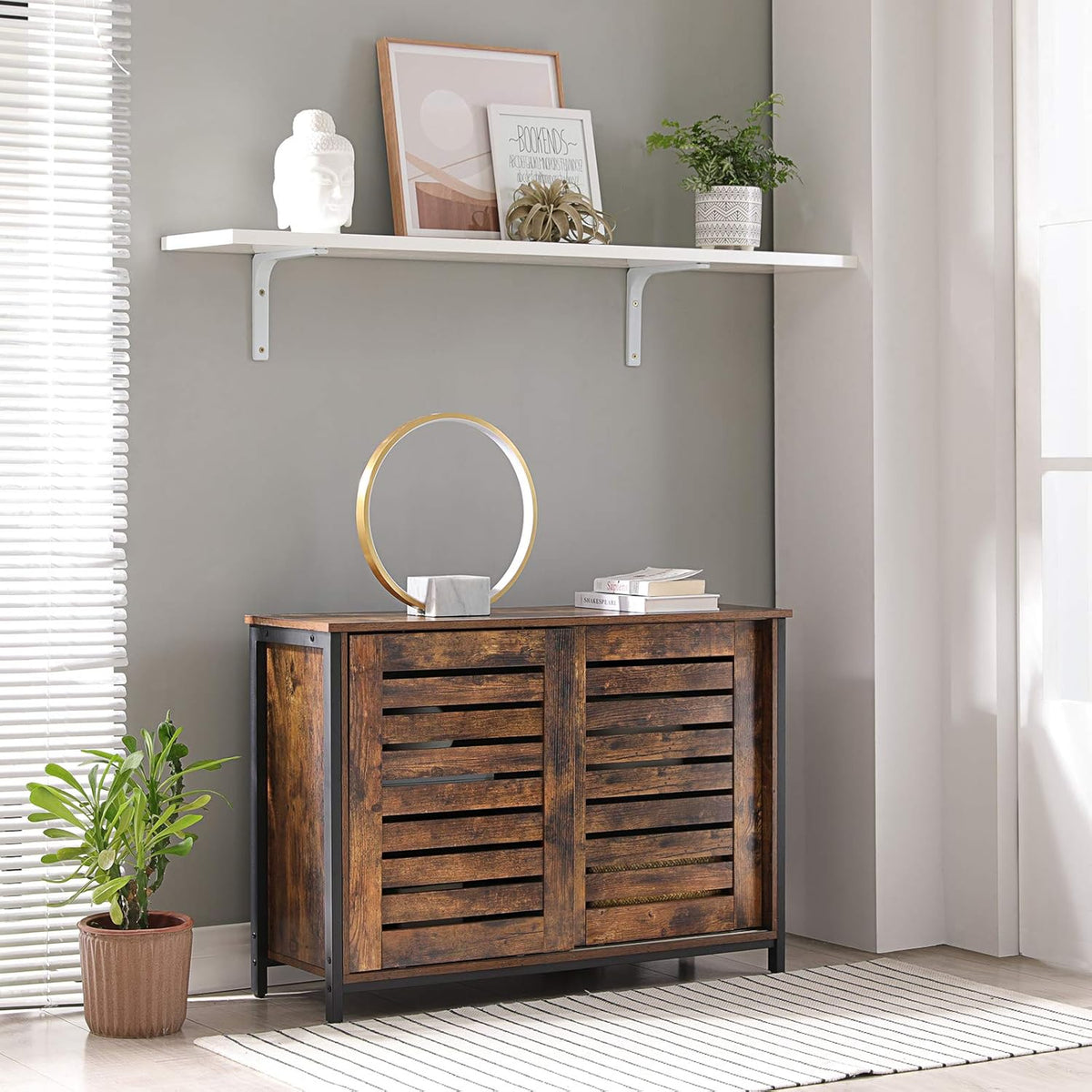 Rustic Brown Sideboard with Sliding Doors U37289
