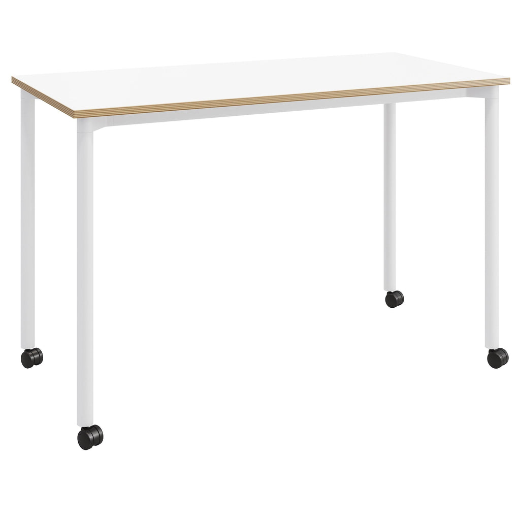 White Office Desk with Casters Plywood I5650