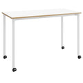 White Office Desk with Casters Plywood I5650