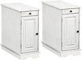 White Flip Top End Table with Drawer W801243